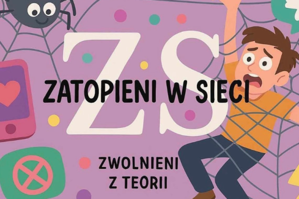 grafika uczniów ze LO nr 8 w Toruniu - dziecko w sieci pająka